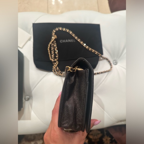 CHANEL Chevron Boy Wallet on Chain crossbody gold hardware & chain - Picture 11 of 15